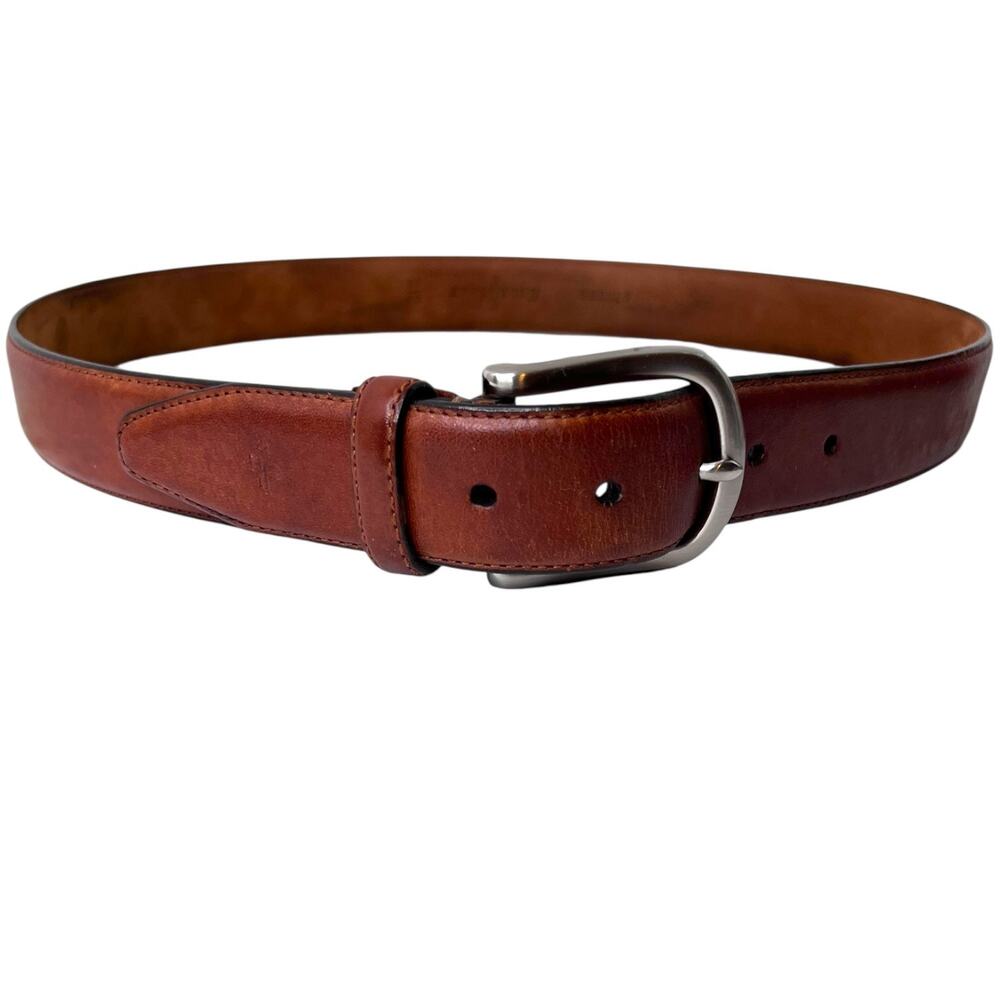 Cole Haan Leather Belt Brown with Silver Buckle Classic Americana Men's 36